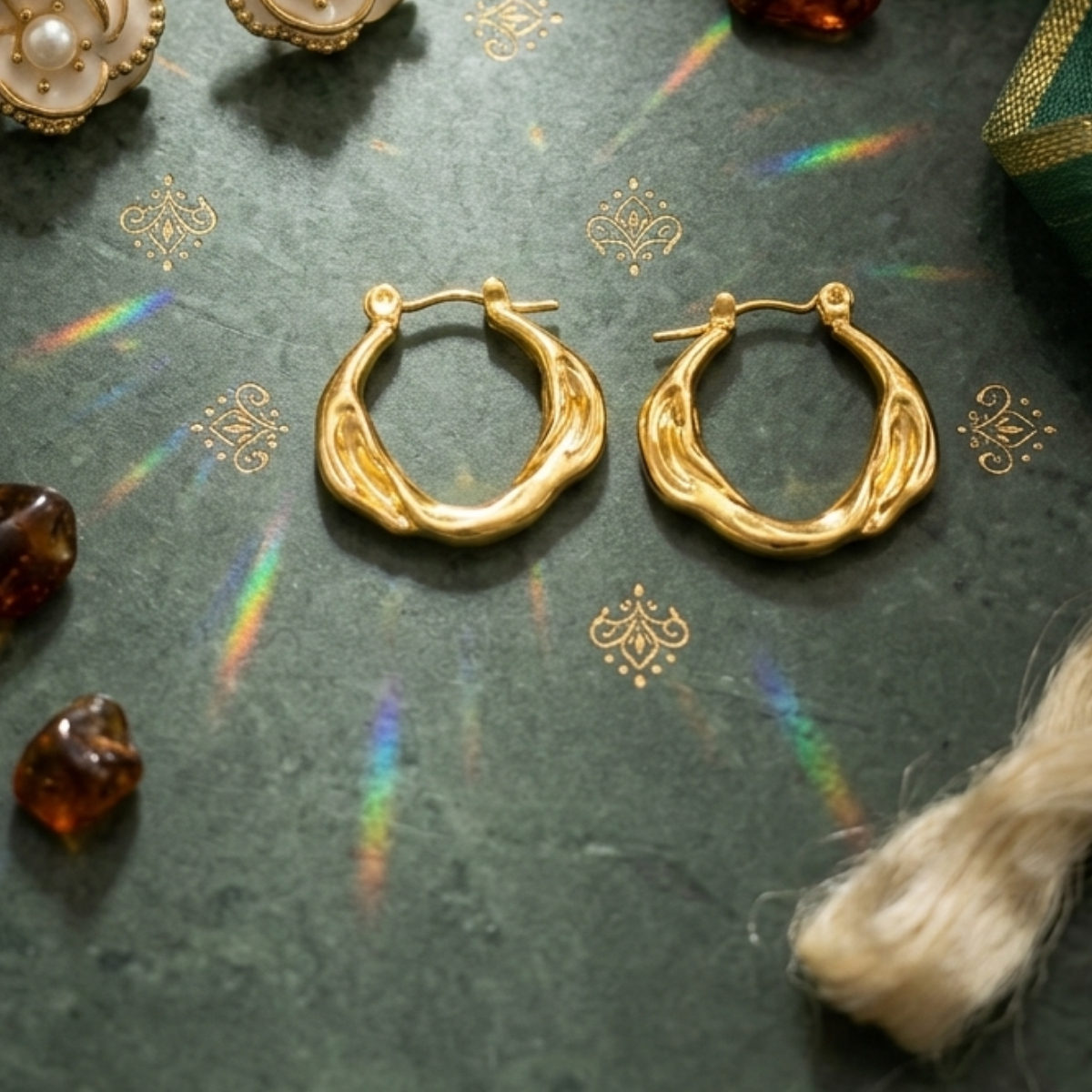 Gold Twisted Swirl Hoop Earrings