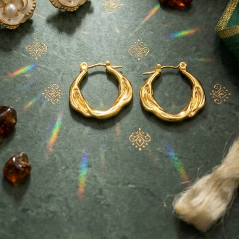 Gold Twisted Swirl Hoop Earrings