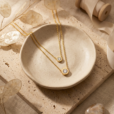 Yugal Double Chain Ball Pendant Necklace – Gold