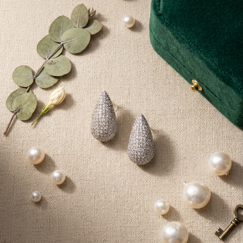 Rupa Dewdrop Pavé Stud Earrings