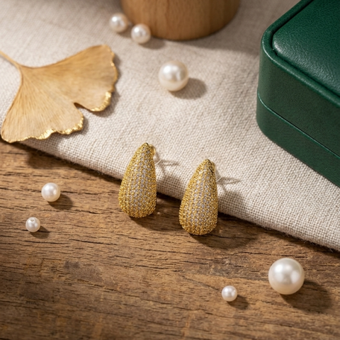 Rupa Dewdrop Pavé Stud Earrings