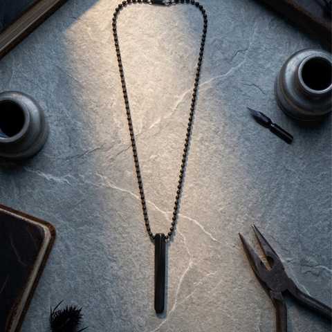 Black Bar Pendant Ball Chain Necklace (Unisex)