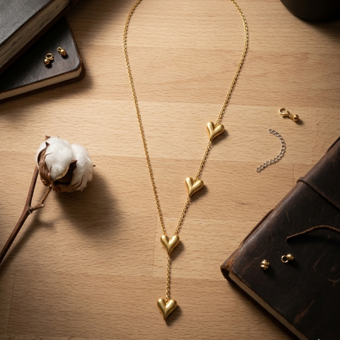 Taar Multi-Heart Lariat Y-Necklace – Gold
