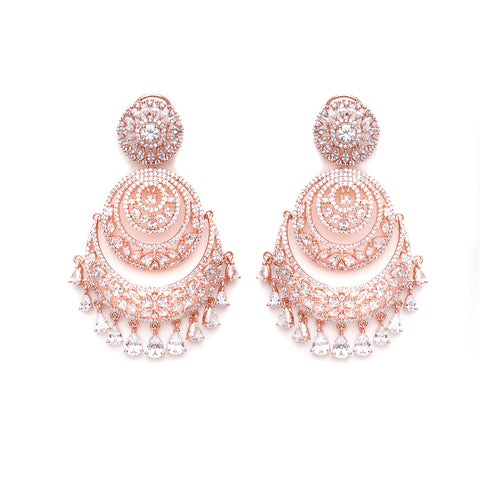 Rose Gold Diamond Chand Earrings