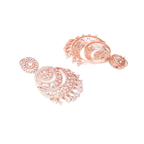Rose Gold Diamond Chand Earrings
