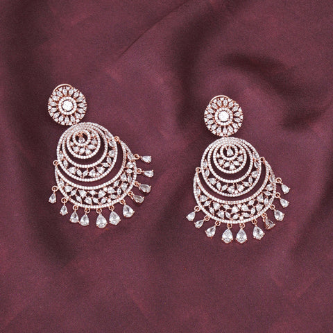 Rose Gold Diamond Chand Earrings