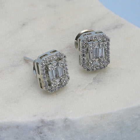 Silver Diamond Studs