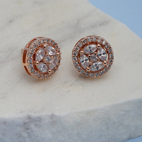 Round Rose Gold Diamond Studs