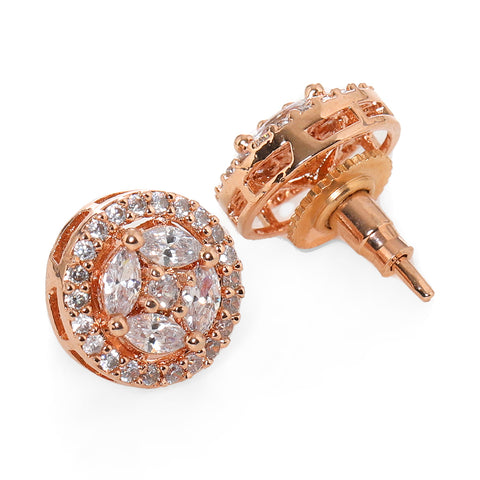 Round Rose Gold Diamond Studs