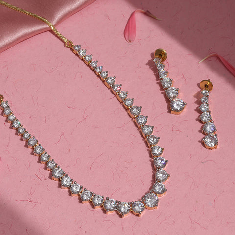 Diamond Neckpiece with Dangler Diamond Earrings