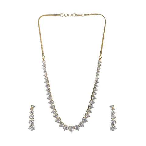 Diamond Neckpiece with Dangler Diamond Earrings