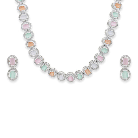 Diamond & Semi Precious Stone Neckpiece with Earrings