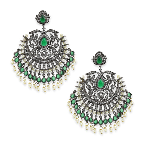 Diamond and Emerald Stone Earrings